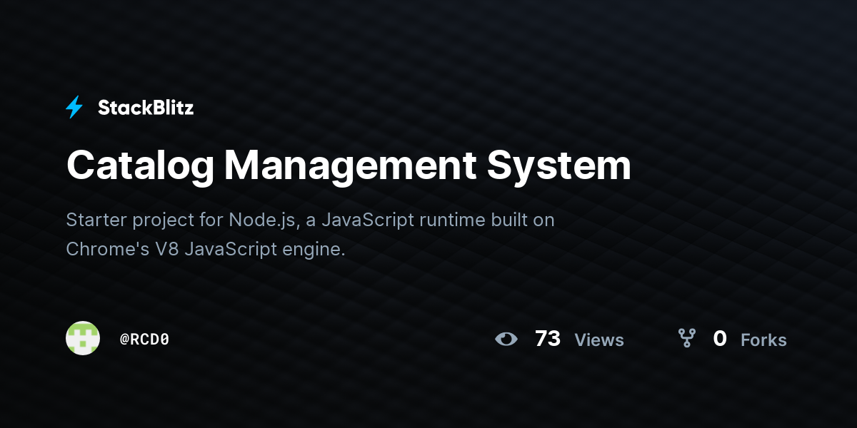 Catalog Management System - StackBlitz