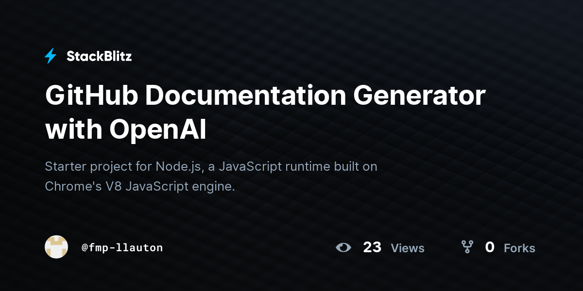 GitHub Documentation Generator with OpenAI - StackBlitz