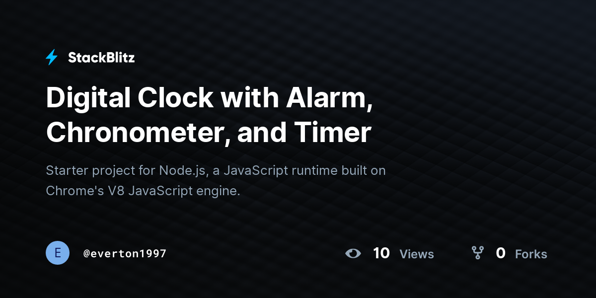 Digital Clock with Alarm, Chronometer, and Timer - StackBlitz
