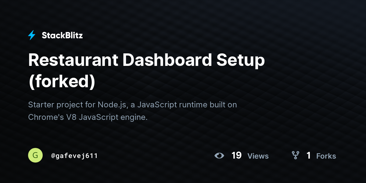 Restaurant Dashboard Setup (forked) - StackBlitz
