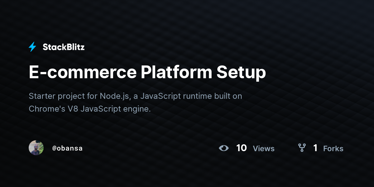 E-commerce Platform Setup - StackBlitz