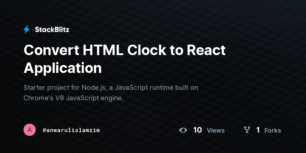 Convert HTML Clock to React Application - StackBlitz