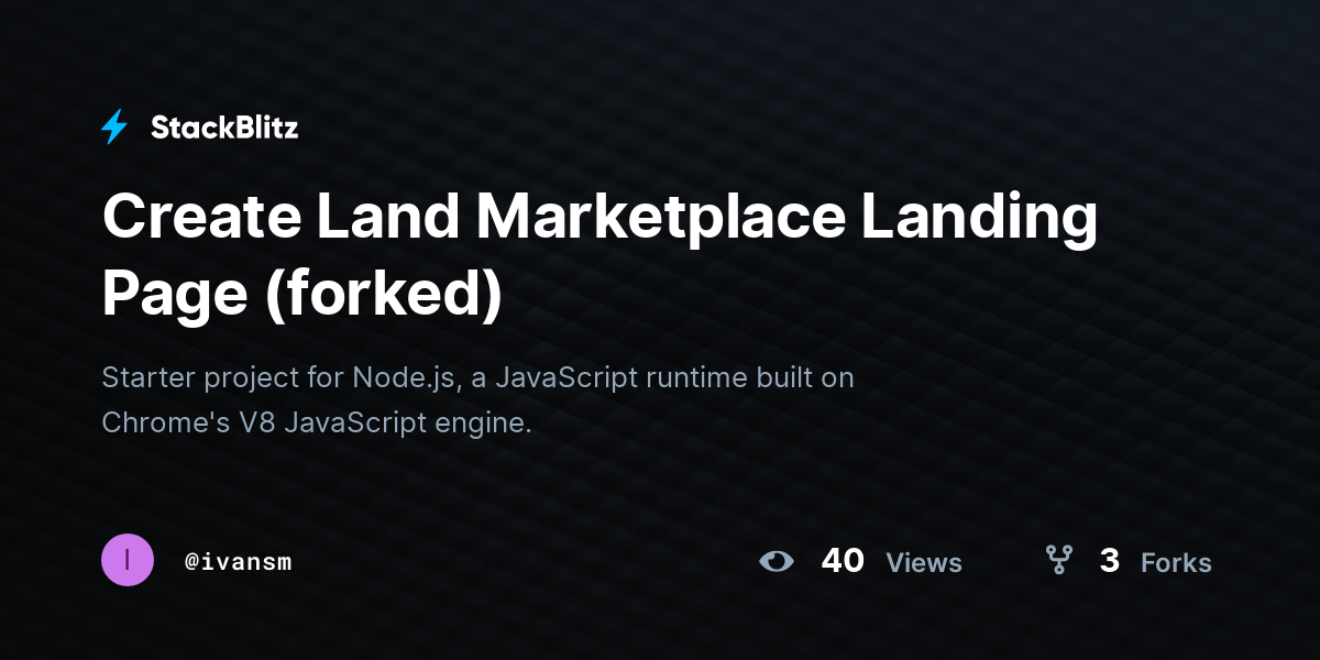 Create Land Marketplace Landing Page (forked) - StackBlitz