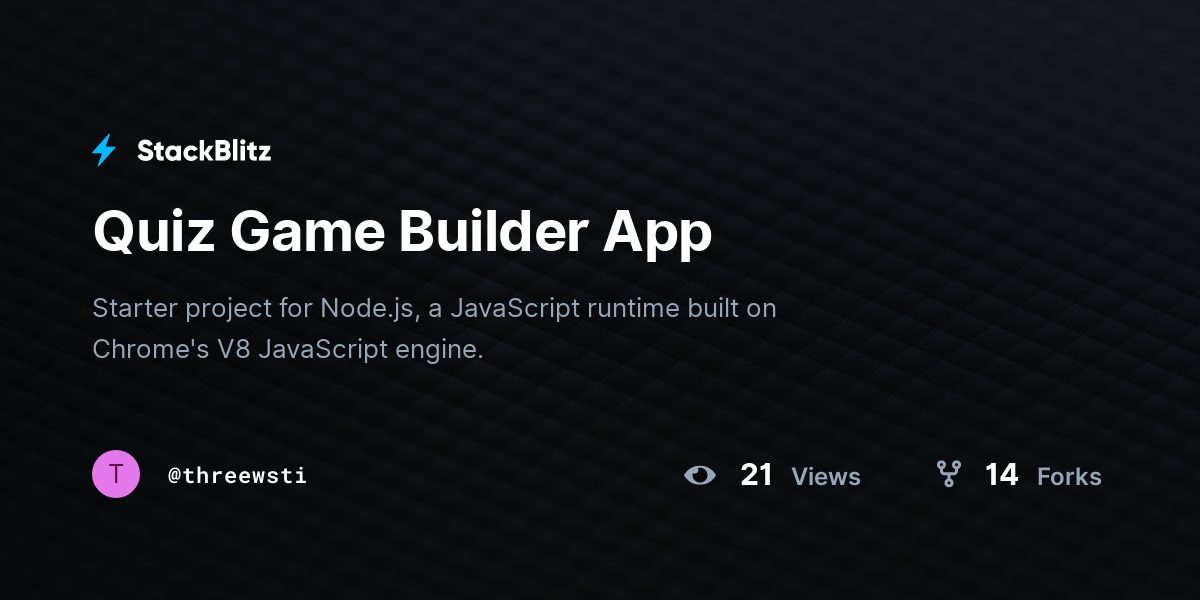 Quiz Game Builder App - StackBlitz