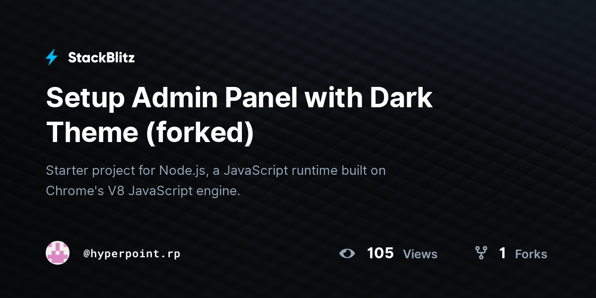Setup Admin Panel with Dark Theme (forked) - StackBlitz