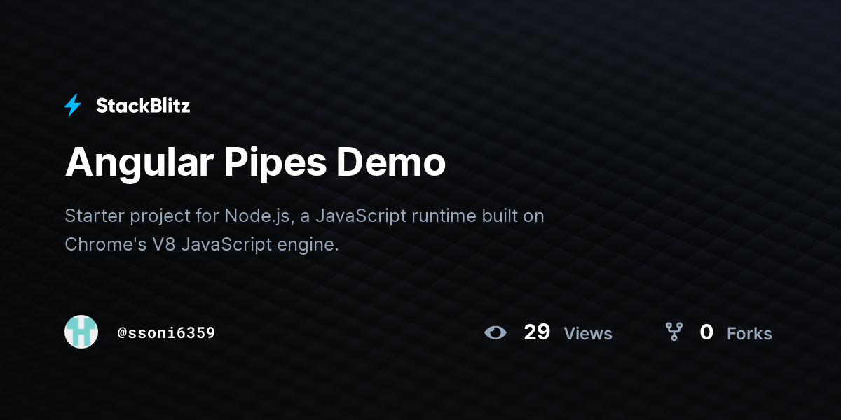 Angular Pipes Demo - StackBlitz