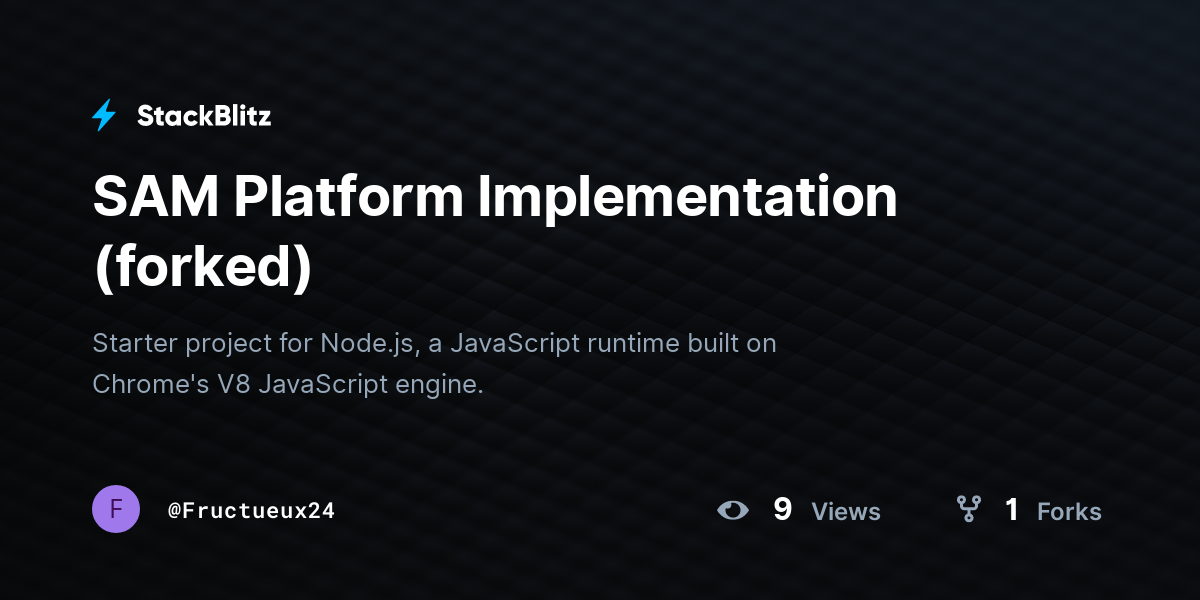 SAM Platform Implementation (forked) - StackBlitz