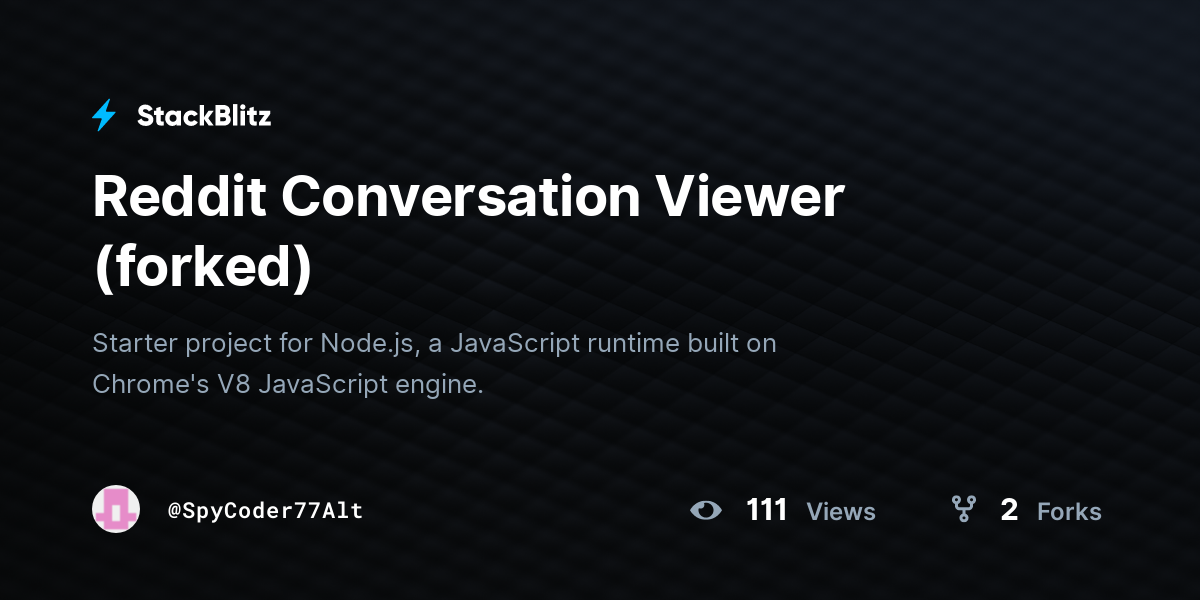Reddit Conversation Viewer (forked) - StackBlitz