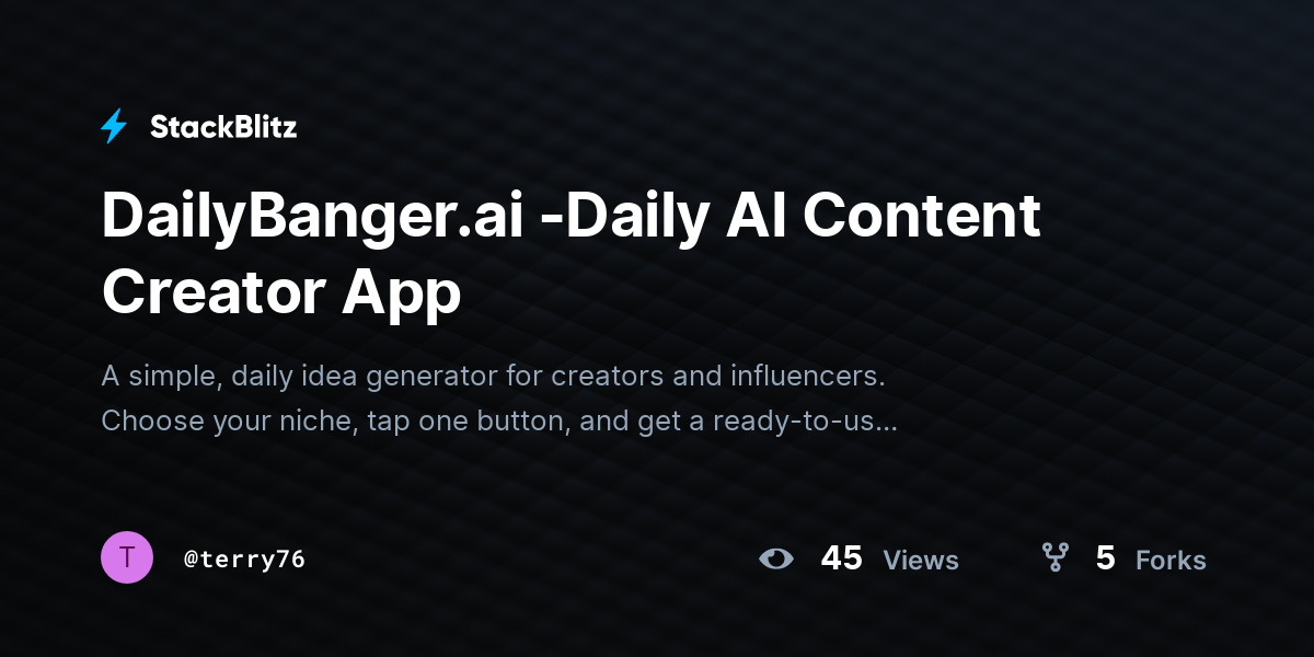 DailyBanger.ai -Daily AI Content Creator App - StackBlitz