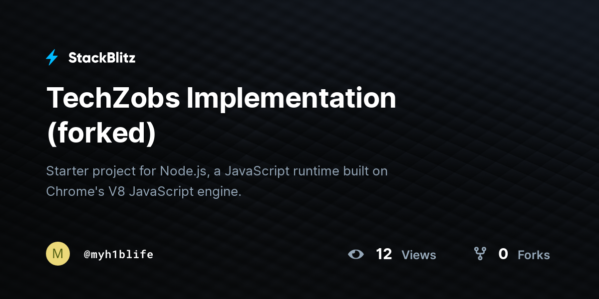 TechZobs Implementation (forked) - StackBlitz