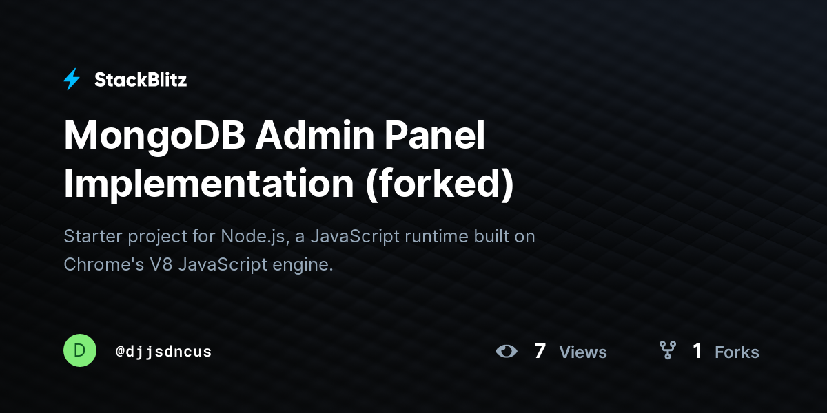 MongoDB Admin Panel Implementation (forked) - StackBlitz