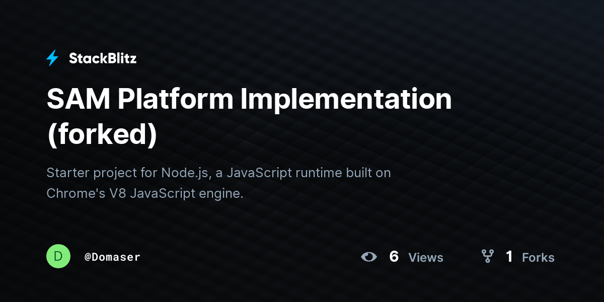 SAM Platform Implementation (forked) - StackBlitz