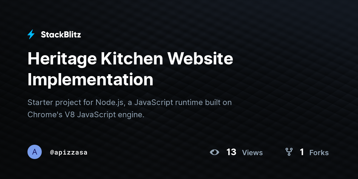 Heritage Kitchen Website Implementation - StackBlitz