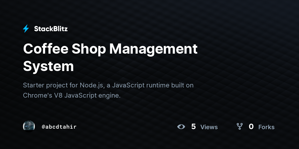 Coffee Shop Management System - StackBlitz