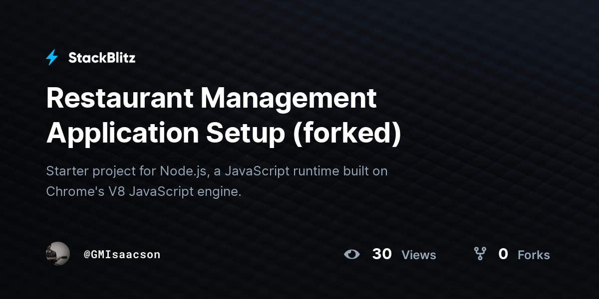 Restaurant Management Application Setup (forked) - StackBlitz
