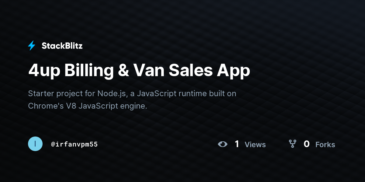 4up Billing & Van Sales App - StackBlitz