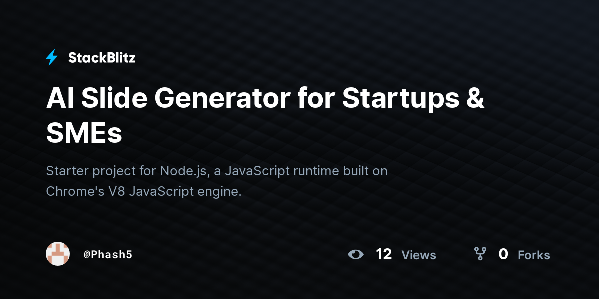 AI Slide Generator for Startups & SMEs - StackBlitz