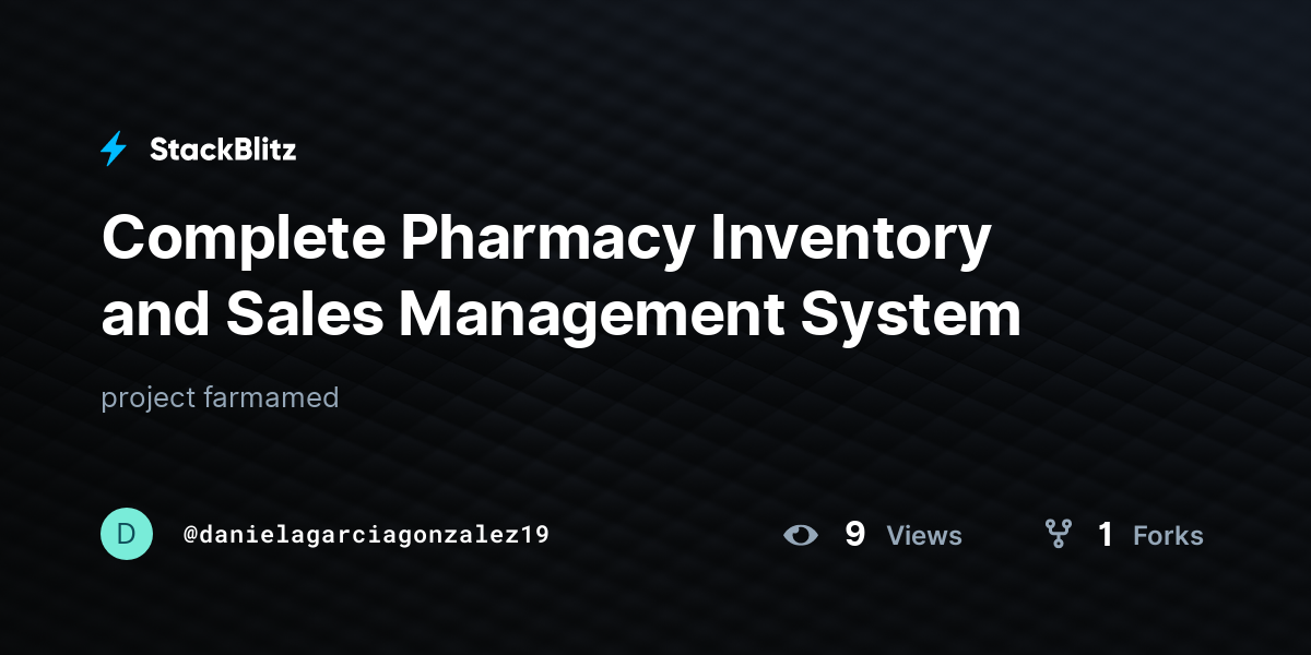 Complete Pharmacy Inventory and Sales Management System - StackBlitz