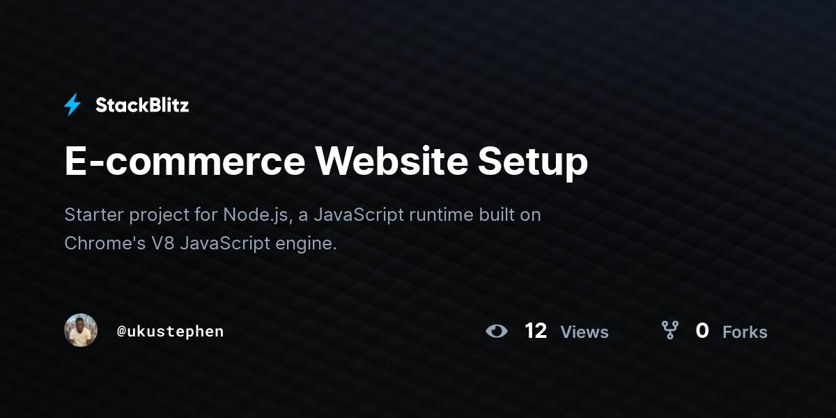 E-commerce Website Setup - StackBlitz