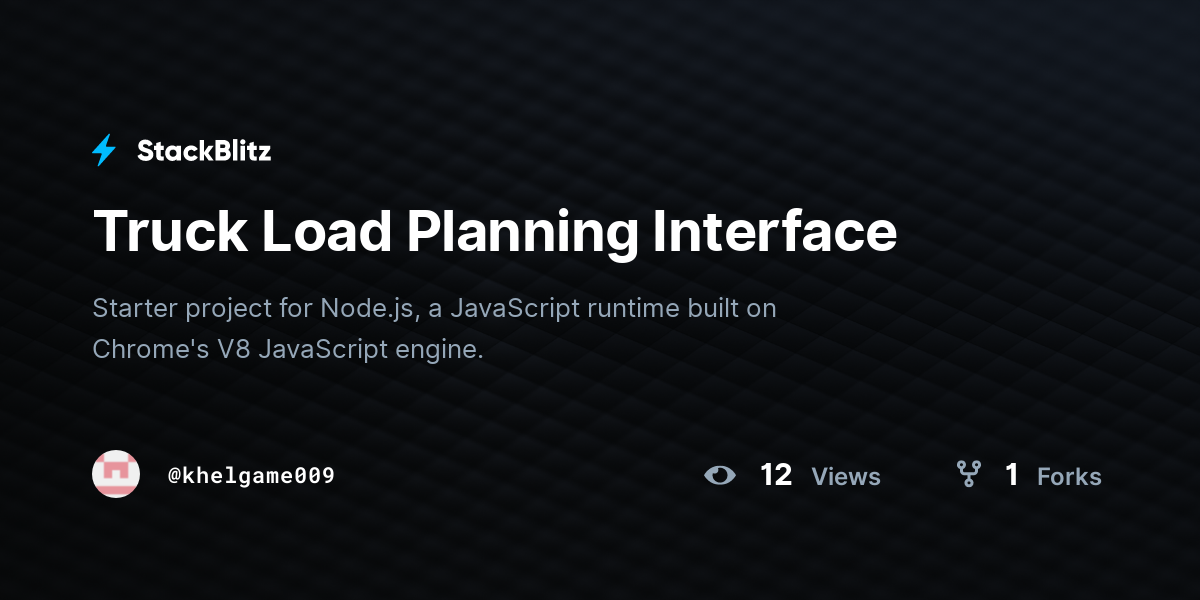 Truck Load Planning Interface - StackBlitz