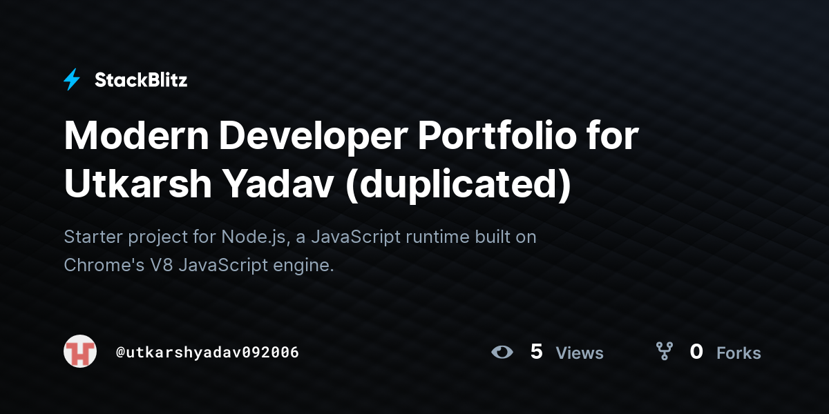 Modern Developer Portfolio for Utkarsh Yadav (duplicated) - StackBlitz