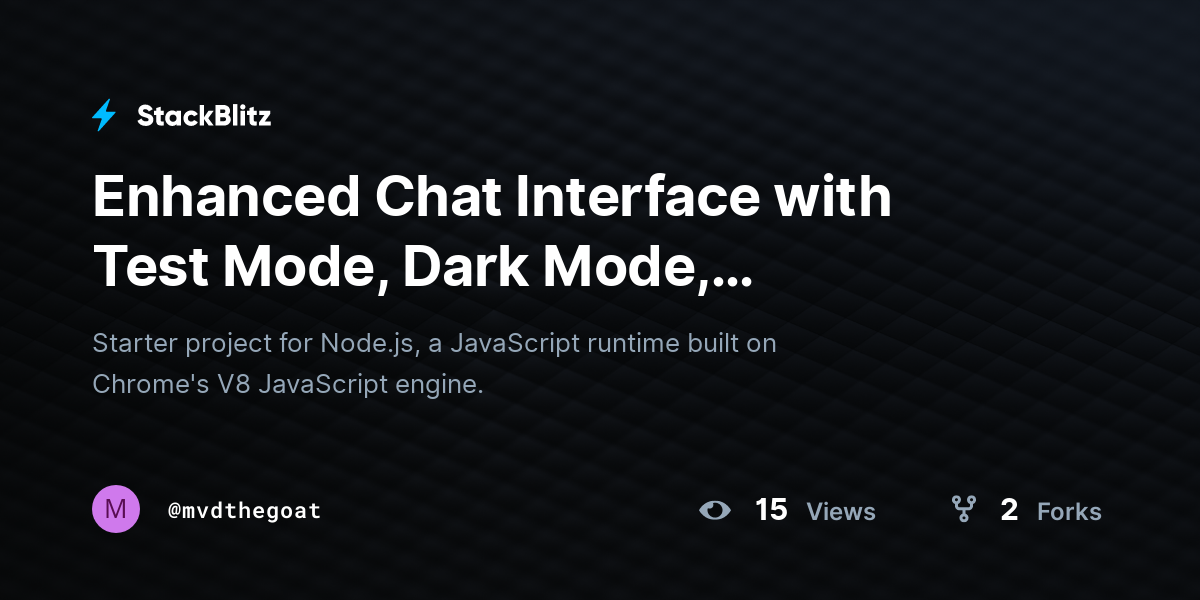 Enhanced Chat Interface with Test Mode, Dark Mode, Authentication and ...