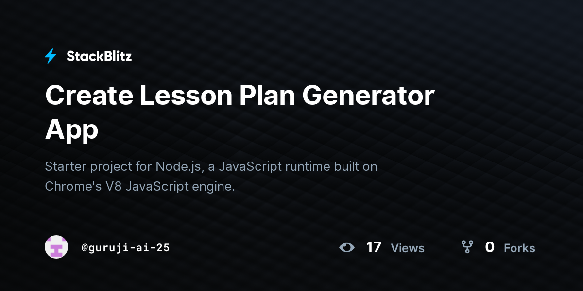 Create Lesson Plan Generator App - StackBlitz