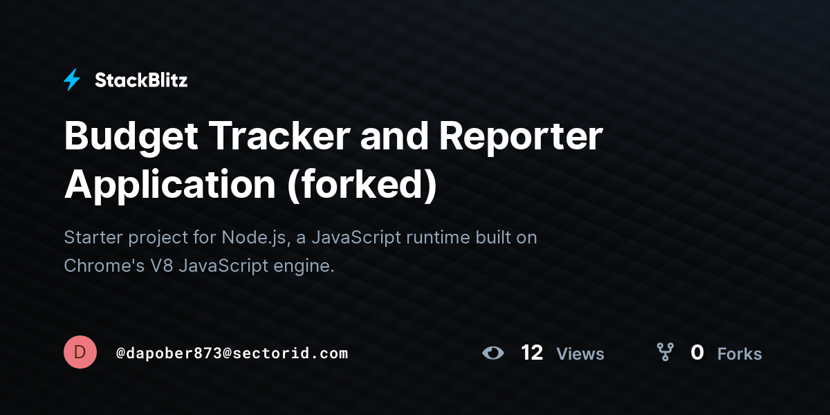 Budget Tracker and Reporter Application (forked) - StackBlitz
