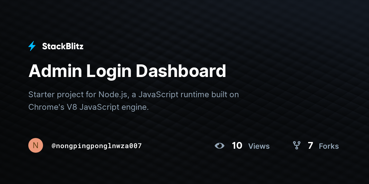 Admin Login Dashboard - StackBlitz