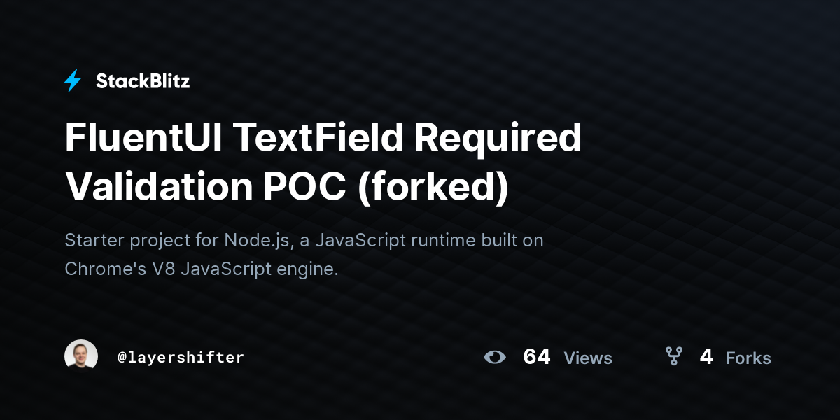 FluentUI TextField Required Validation POC (forked) - StackBlitz
