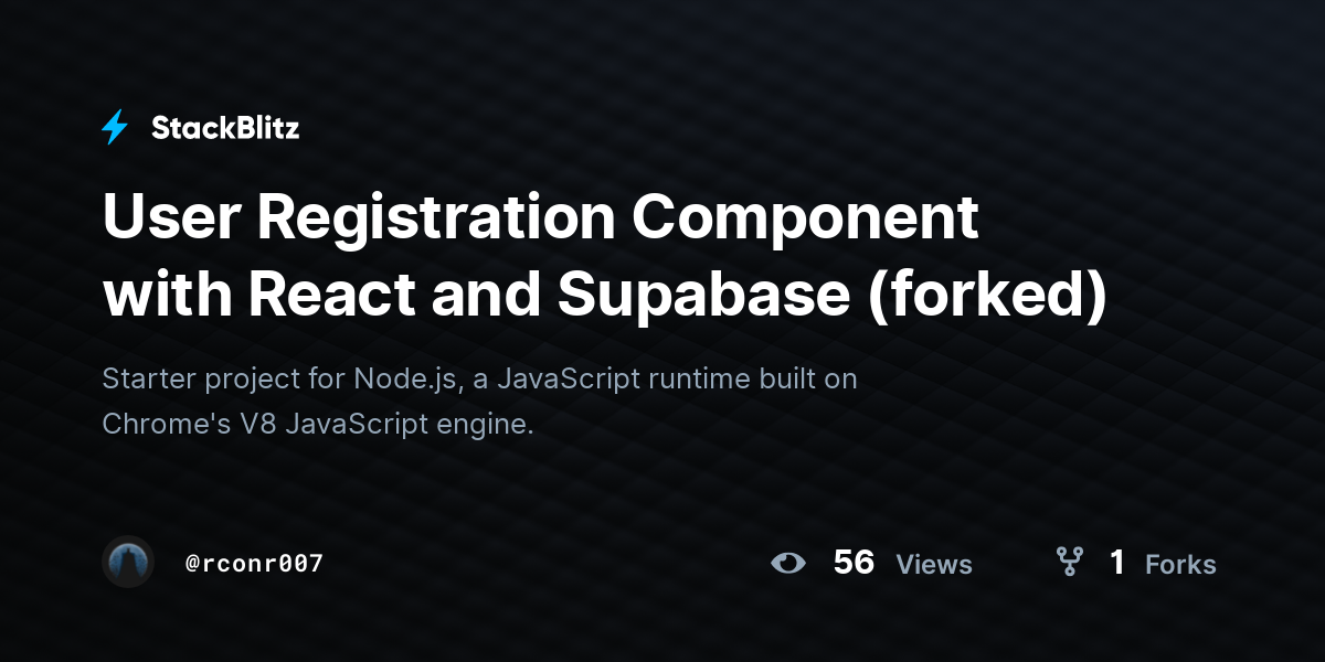 User Registration Component with React and Supabase (forked) - StackBlitz
