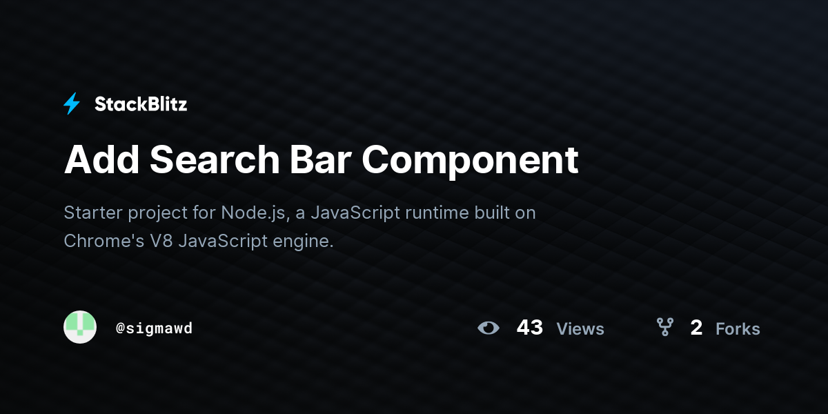 Add Search Bar Component - StackBlitz