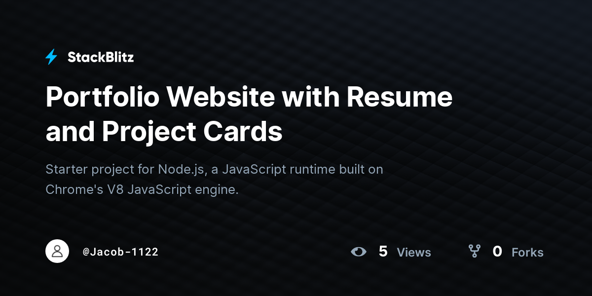 Portfolio Website with Resume and Project Cards - StackBlitz