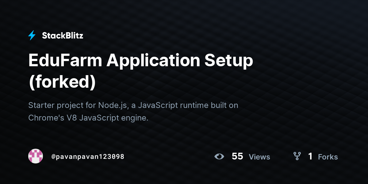EduFarm Application Setup (forked) - StackBlitz