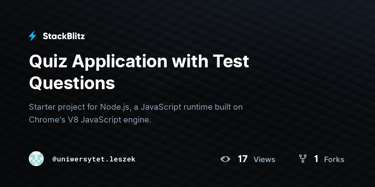 Quiz Application with Test Questions - StackBlitz