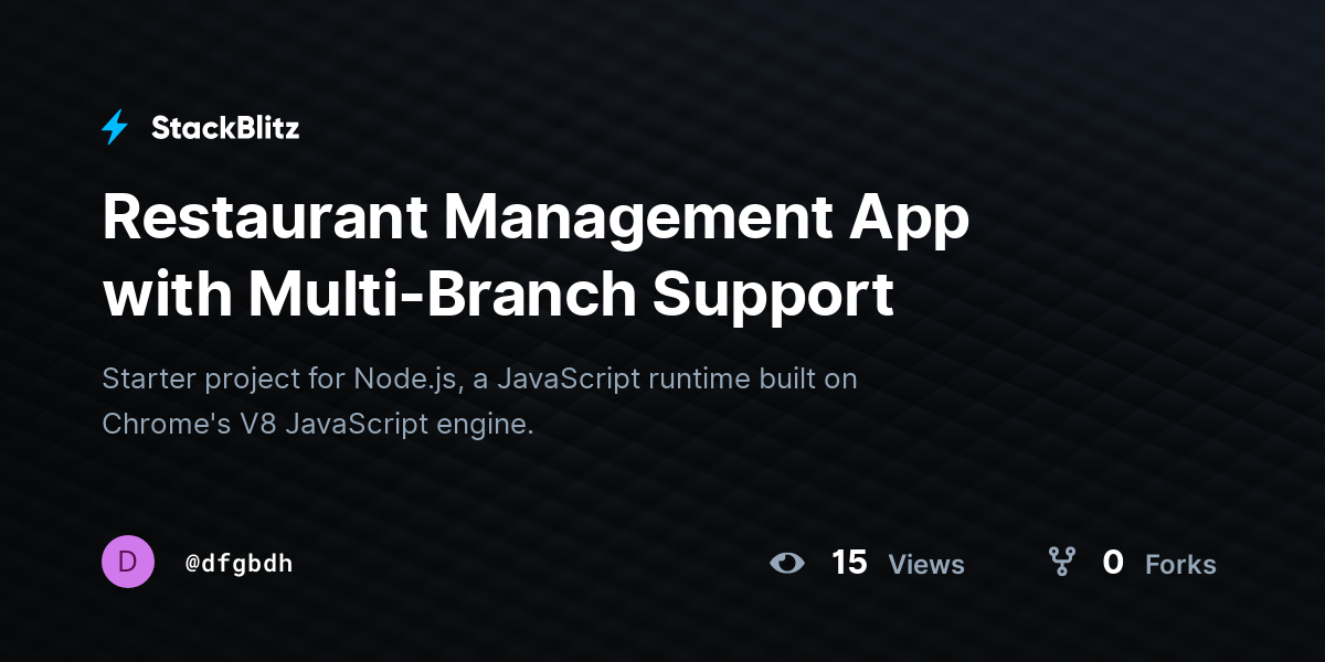 Restaurant Management App with Multi-Branch Support - StackBlitz