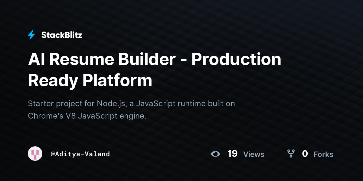 AI Resume Builder - Production Ready Platform - StackBlitz