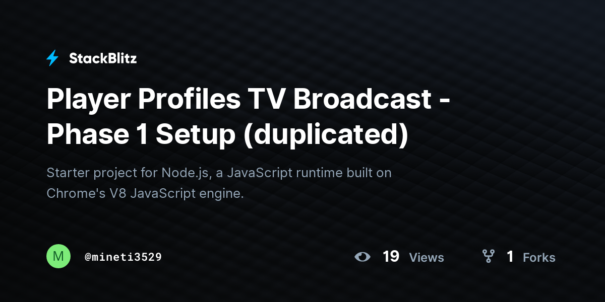 Player Profiles TV Broadcast - Phase 1 Setup (duplicated) - StackBlitz