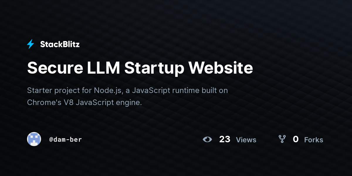 Secure LLM Startup Website - StackBlitz