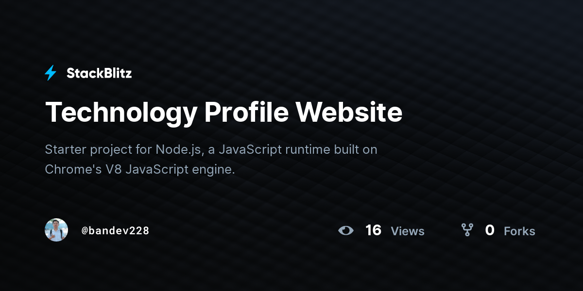 Technology Profile Website - StackBlitz
