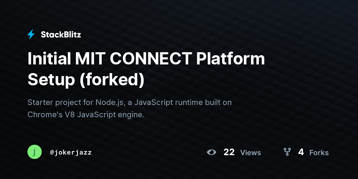 Initial MIT CONNECT Platform Setup (forked) - StackBlitz
