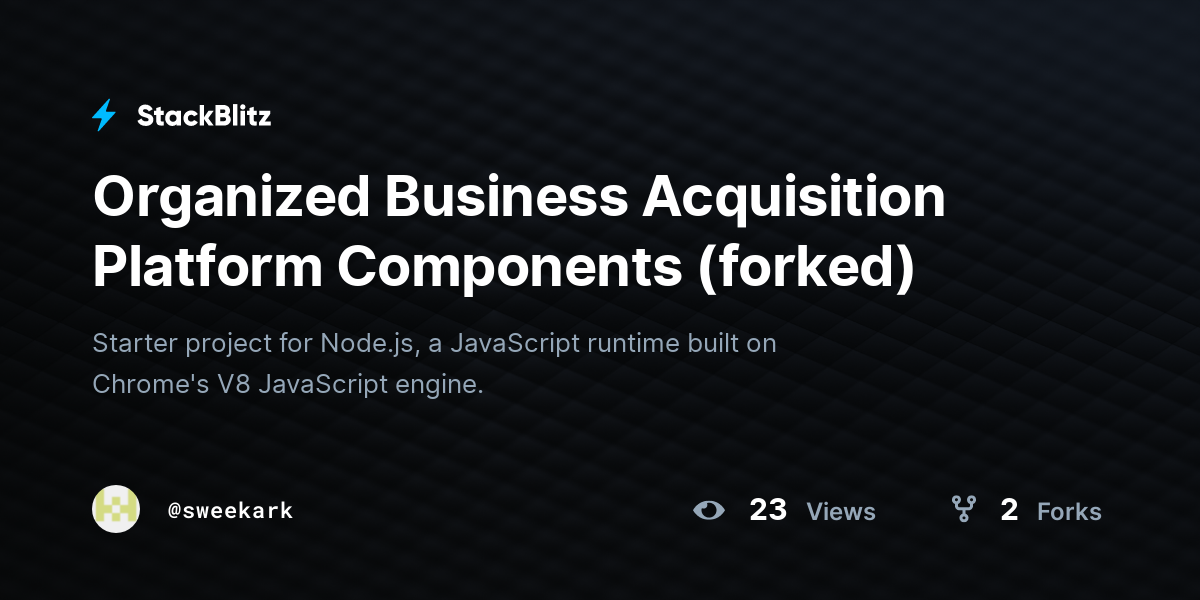 Organized Business Acquisition Platform Components (forked) - StackBlitz