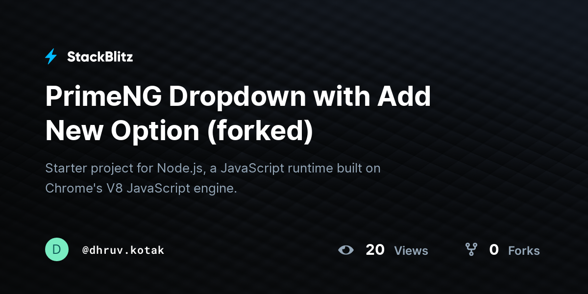PrimeNG Dropdown with Add New Option (forked) - StackBlitz