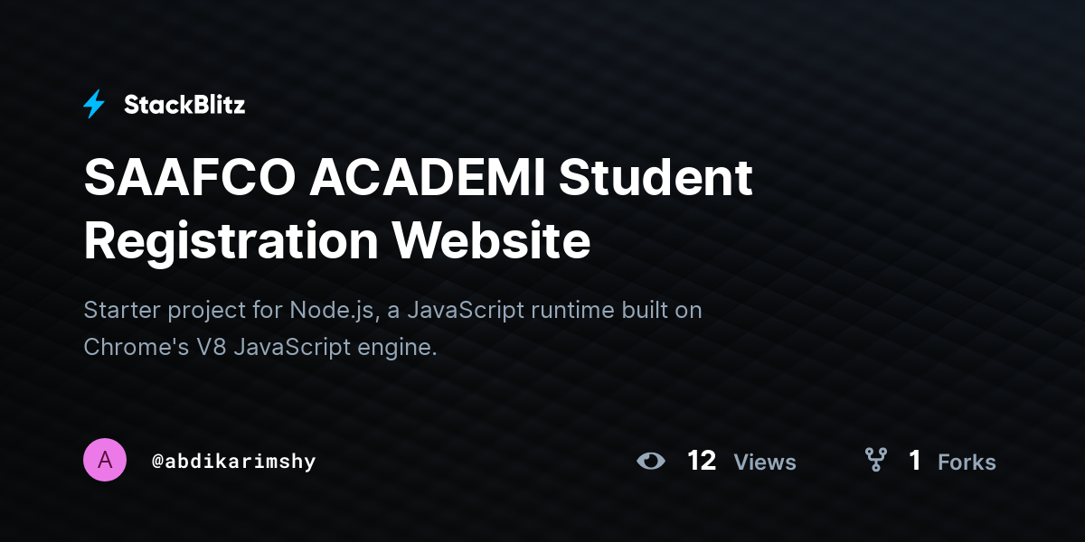 SAAFCO ACADEMI Student Registration Website - StackBlitz