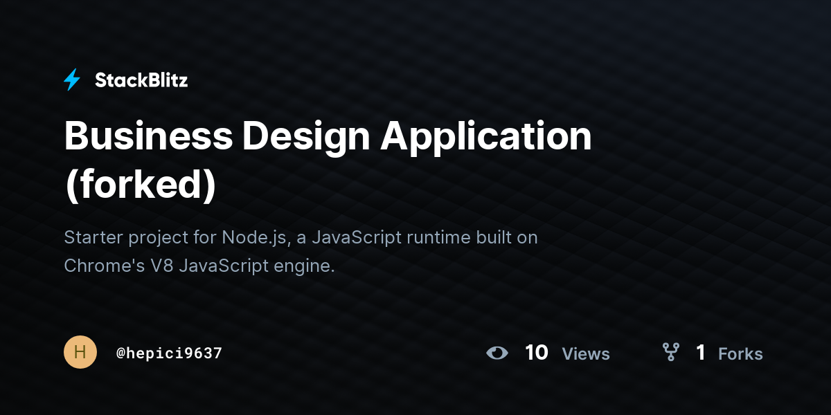 Business Design Application (forked) - StackBlitz