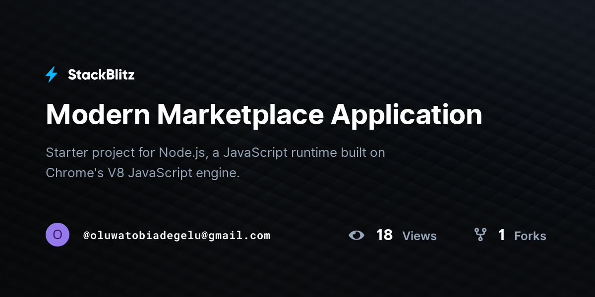 Modern Marketplace Application - StackBlitz