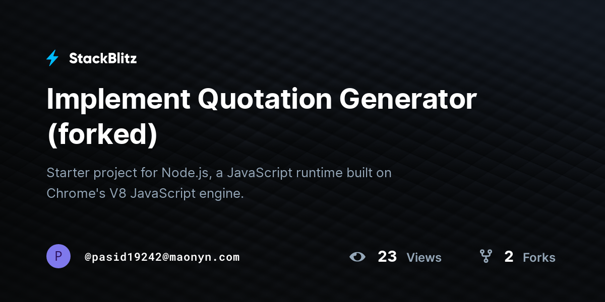 Implement Quotation Generator (forked) - StackBlitz