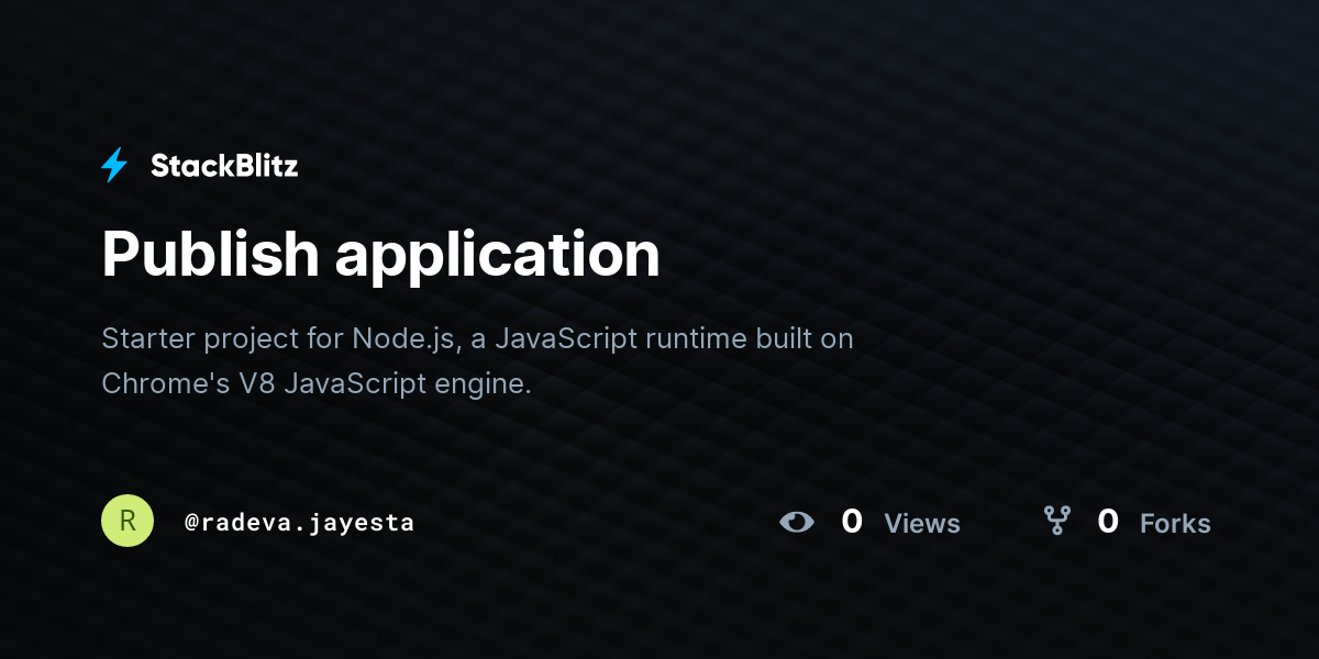 Publish application - StackBlitz