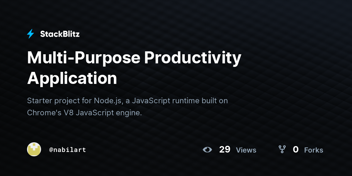 Multi-Purpose Productivity Application - StackBlitz