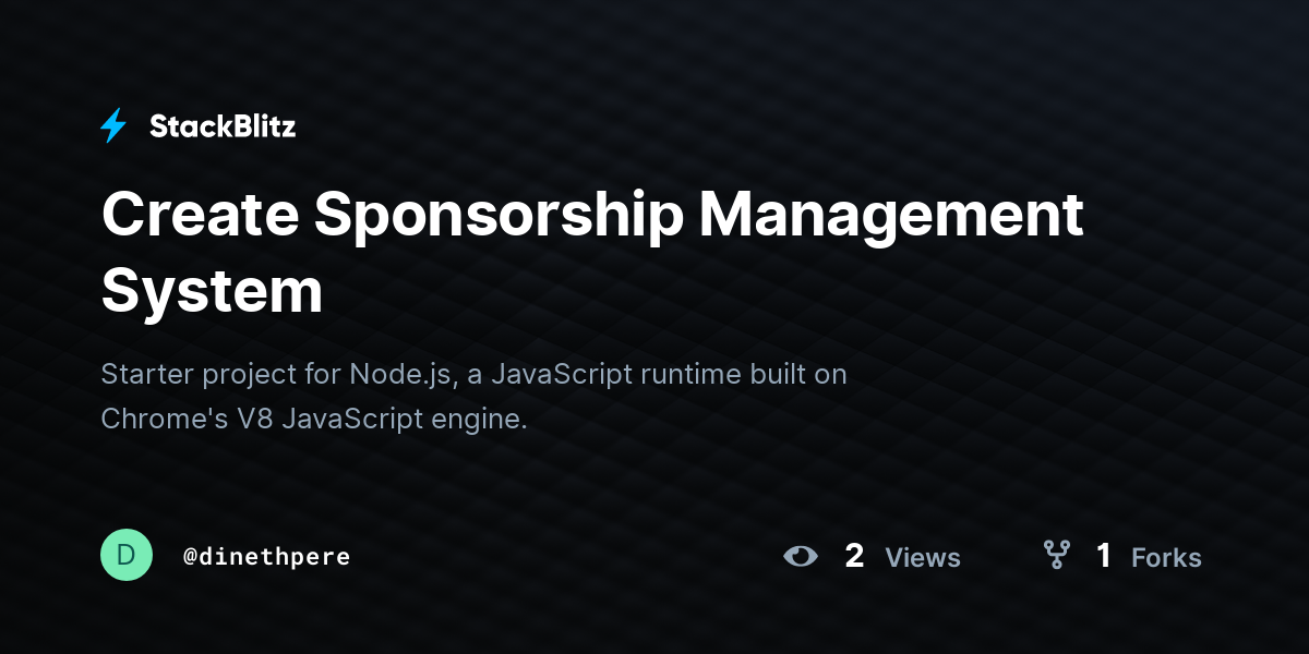 Create Sponsorship Management System - StackBlitz